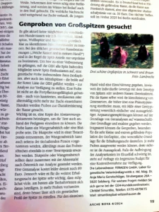 Genproben von Großspitzen gesucht!
Artikel in
ARCHE NOVA 4 / 2024